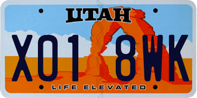 UT license plate X018WK