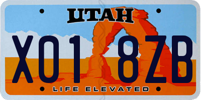 UT license plate X018ZB