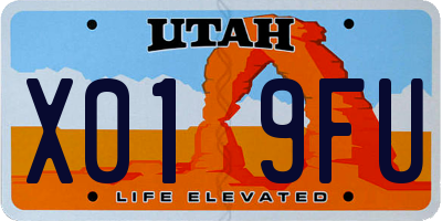 UT license plate X019FU