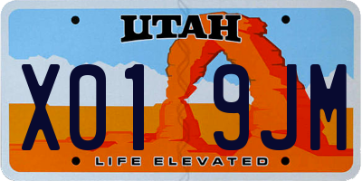 UT license plate X019JM