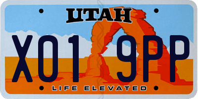 UT license plate X019PP