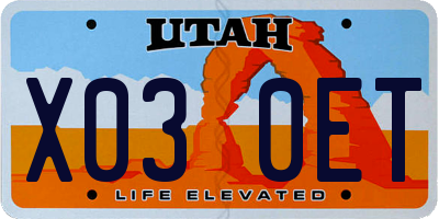 UT license plate X030ET