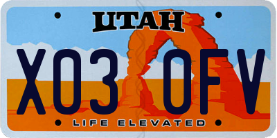 UT license plate X030FV