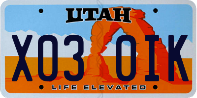 UT license plate X030IK