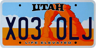 UT license plate X030LJ