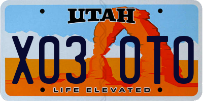 UT license plate X030TO