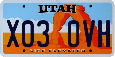 UT license plate X030VH