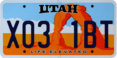 UT license plate X031BT