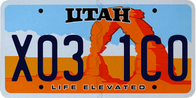 UT license plate X031CO