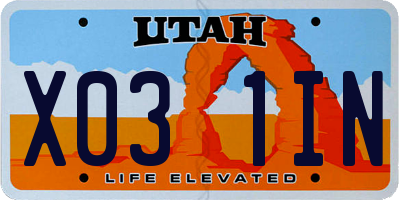 UT license plate X031IN