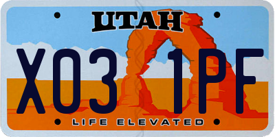 UT license plate X031PF