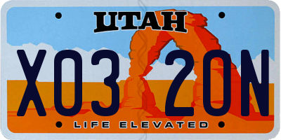 UT license plate X032ON