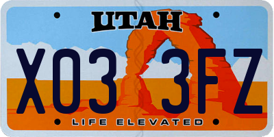 UT license plate X033FZ