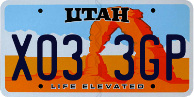 UT license plate X033GP