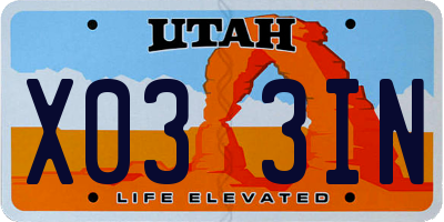 UT license plate X033IN