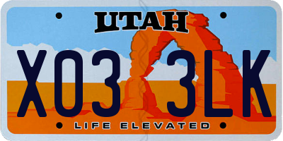 UT license plate X033LK