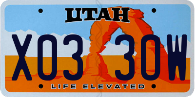 UT license plate X033OW