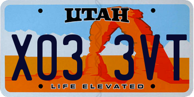 UT license plate X033VT