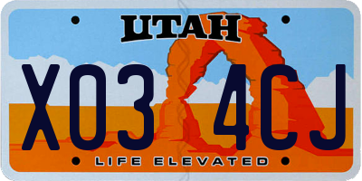 UT license plate X034CJ