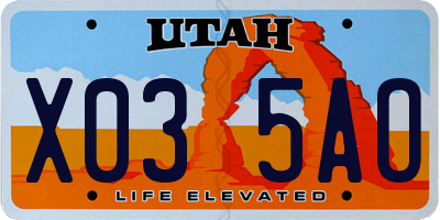 UT license plate X035AO
