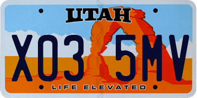 UT license plate X035MV
