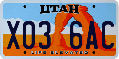 UT license plate X036AC