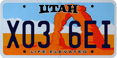 UT license plate X036EI