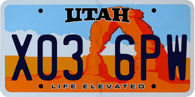 UT license plate X036PW