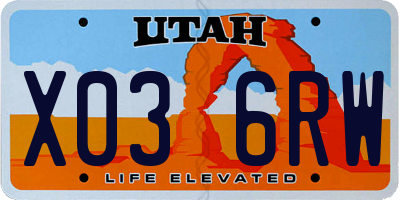 UT license plate X036RW