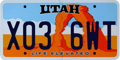 UT license plate X036WT