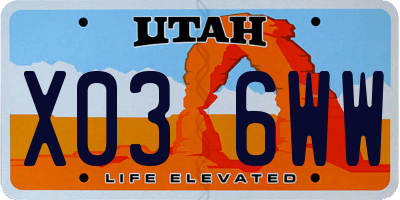 UT license plate X036WW