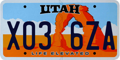 UT license plate X036ZA
