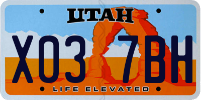 UT license plate X037BH