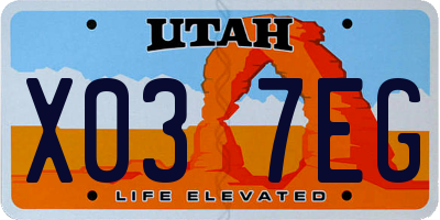 UT license plate X037EG