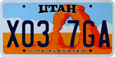 UT license plate X037GA