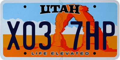 UT license plate X037HP
