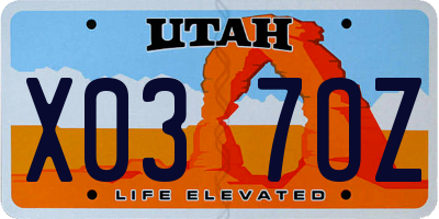 UT license plate X037OZ