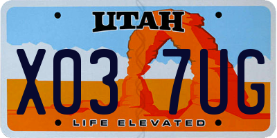 UT license plate X037UG