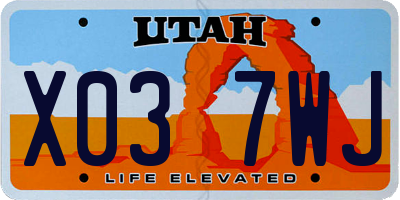 UT license plate X037WJ
