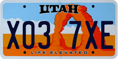 UT license plate X037XE