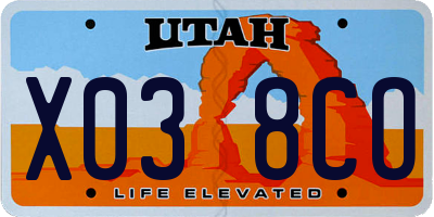 UT license plate X038CO