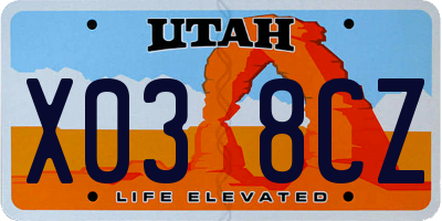UT license plate X038CZ