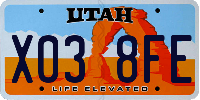 UT license plate X038FE