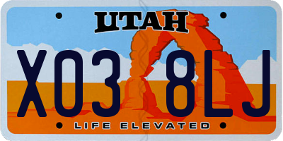 UT license plate X038LJ