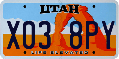 UT license plate X038PY