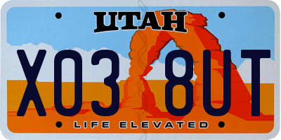 UT license plate X038UT