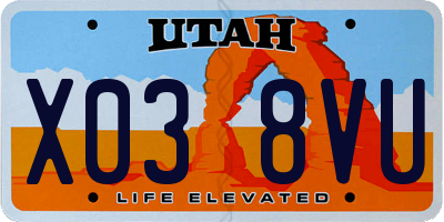 UT license plate X038VU