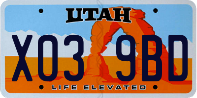UT license plate X039BD