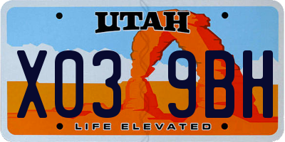 UT license plate X039BH