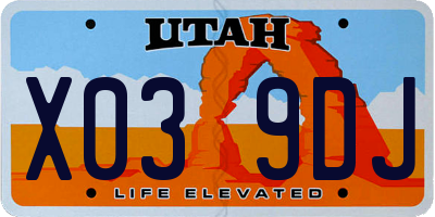 UT license plate X039DJ